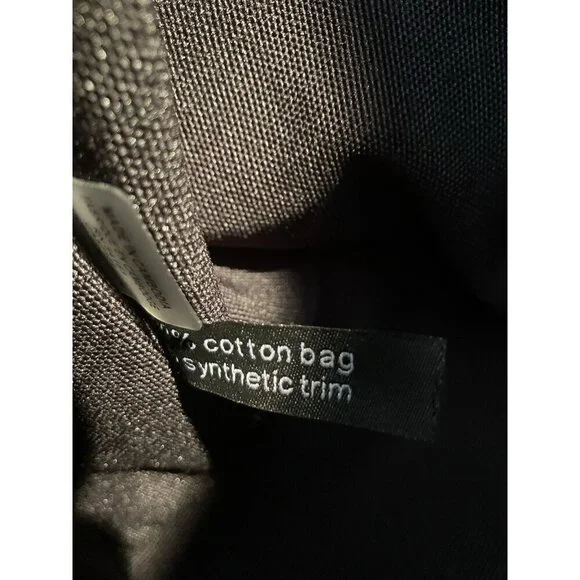 NWT Cannes Canvas Tote By Karl Lagerfeld, Beige/Black Zip Top, Cotton MSRP $98 - Picture 7 of 13